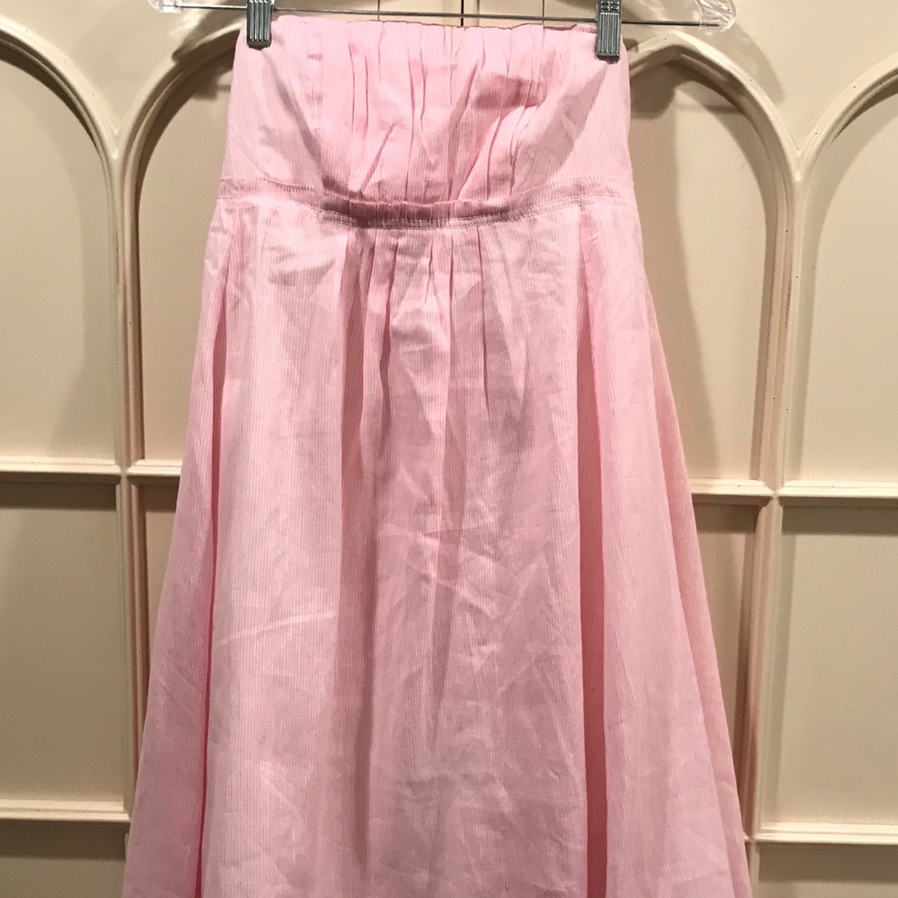 NWT J. Crew Pink Seersucker Strapless Dress Size 0
